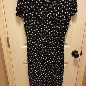 Lauren Ralph Lauren Elegant Navy and White Patterned Dress Sz 12